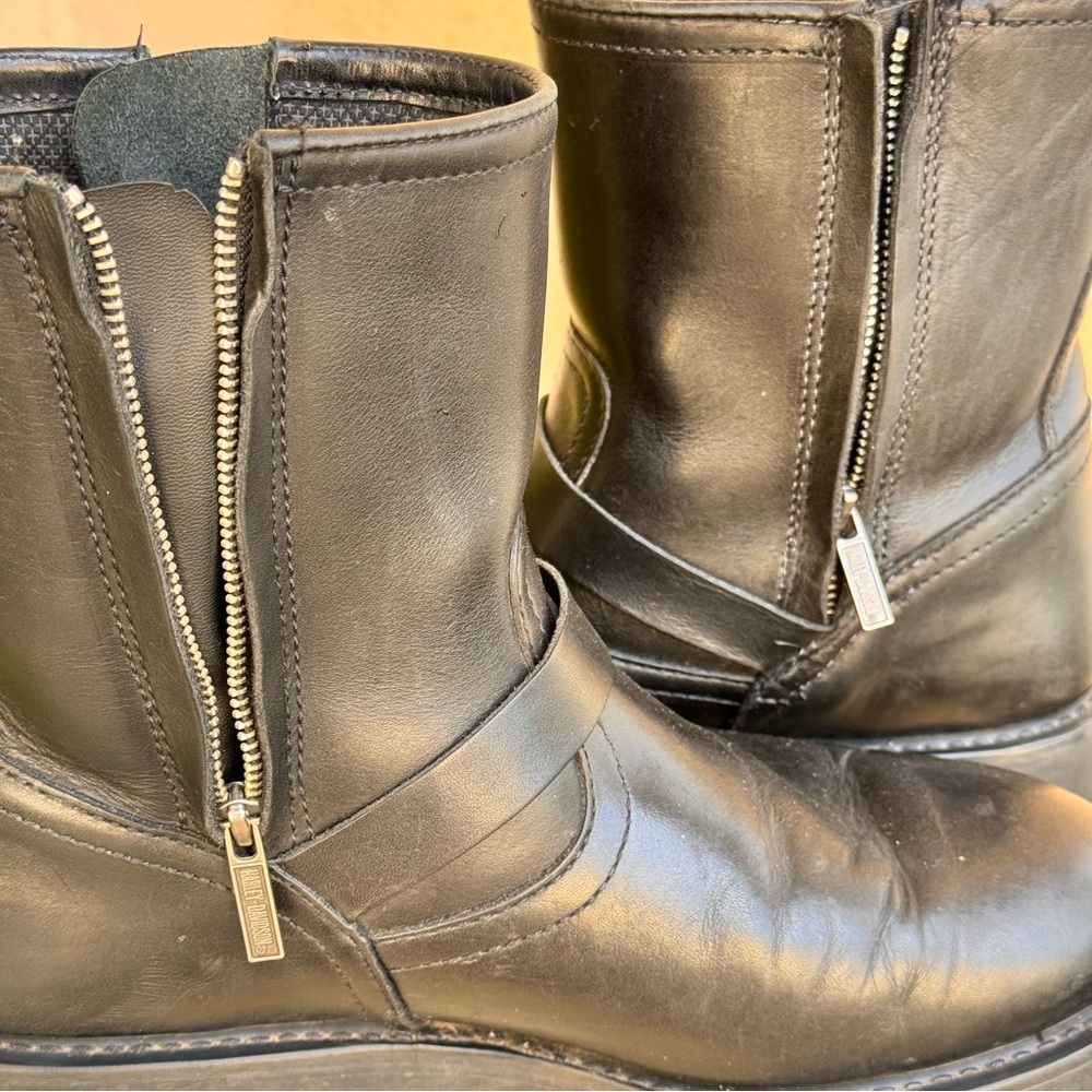 Harley Davidson Black Leather Mens Zip Buckle Motorcycle Boots Size 11.5 #98403 - Picture 4 of 16